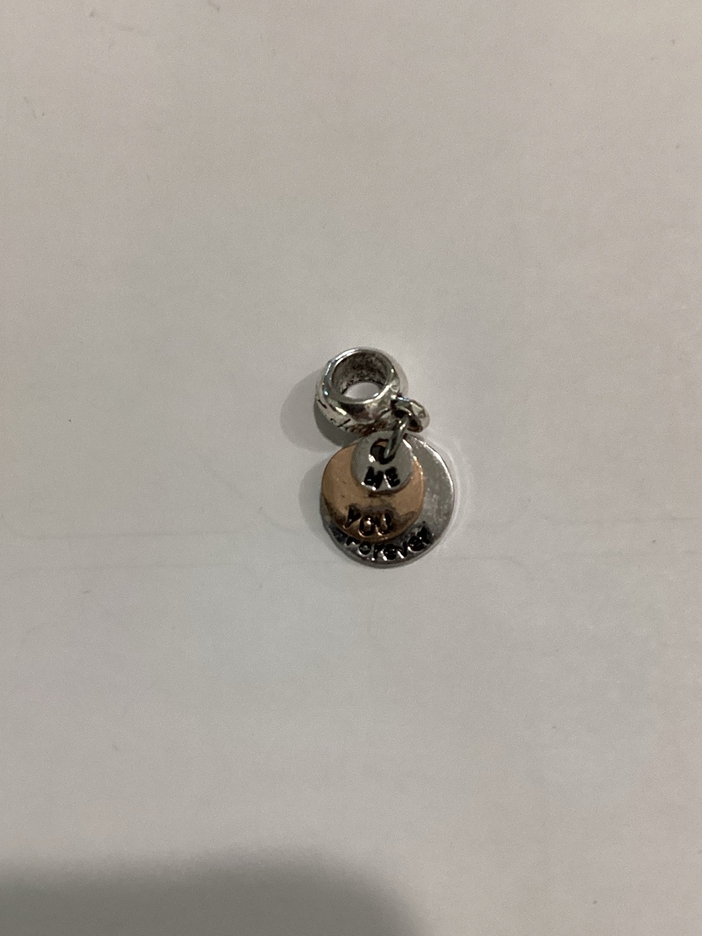 Two-Tone‎ Silver and Gold Disc Charm Pendant